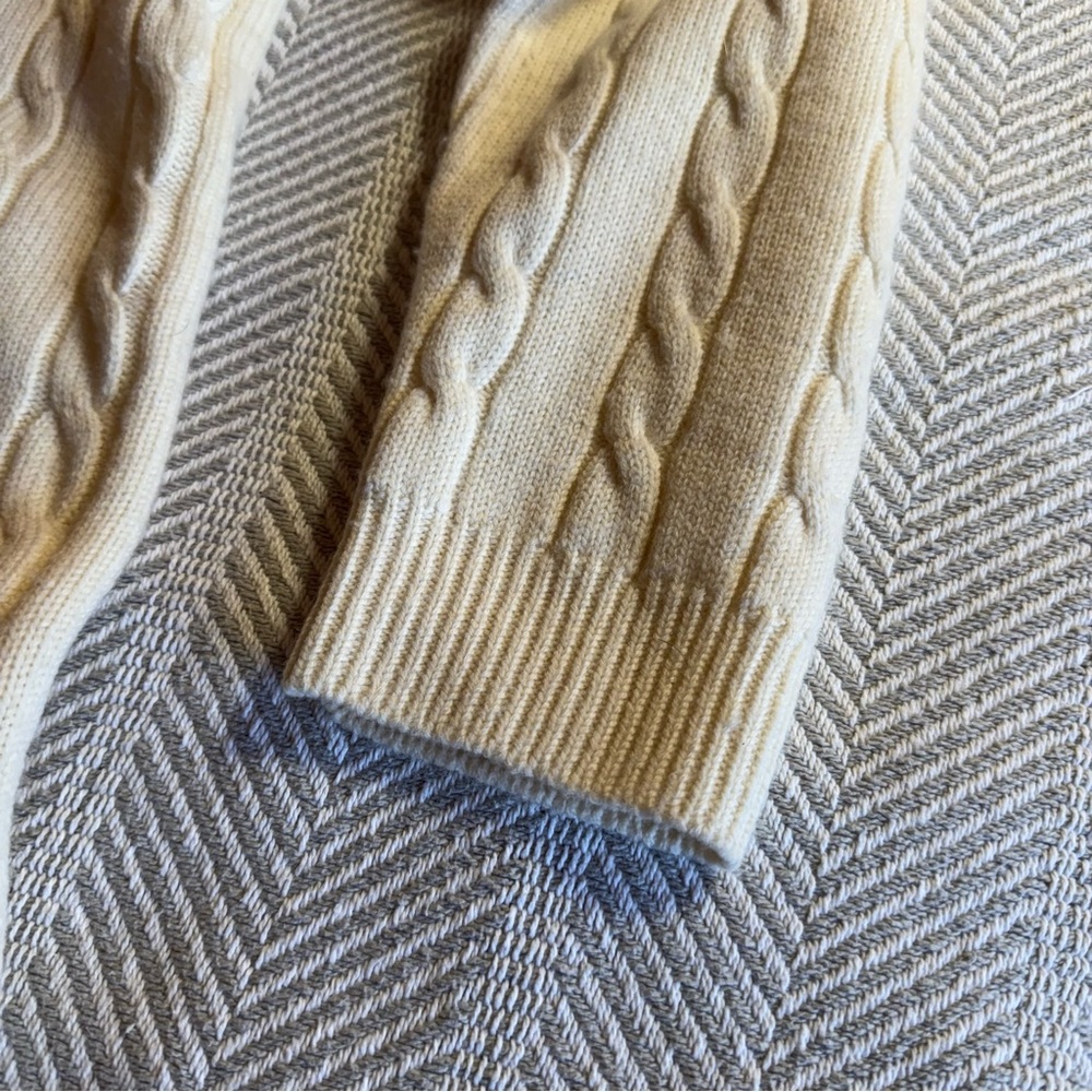 Women's Vintage Andrea Jovine Wool Cableknit Sweater‎ Dress, Ivory, Size L - Picture 4 of 8